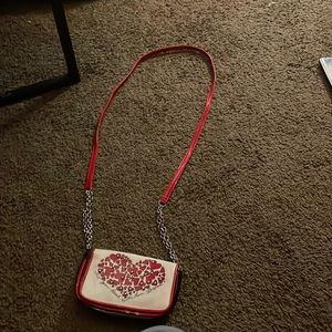 Red and black heart studded mini purse
